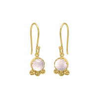 Allora Ornate Round Rose Quartz Drop Earrings