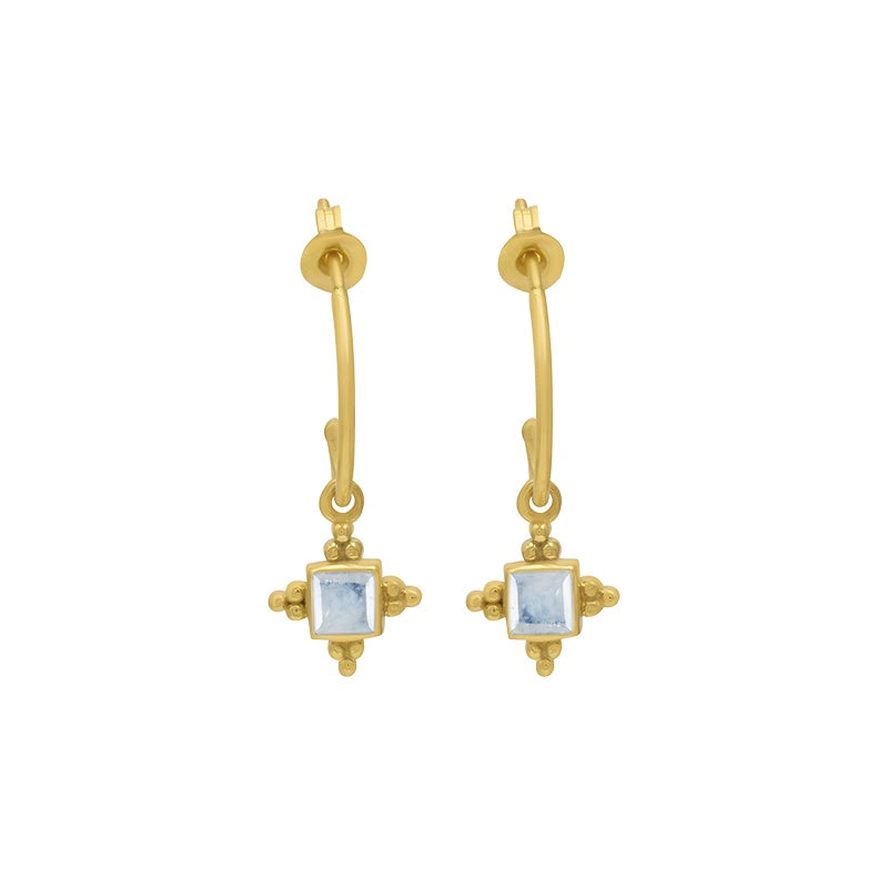 Allora Ornate Moonstone Hoop Earrings