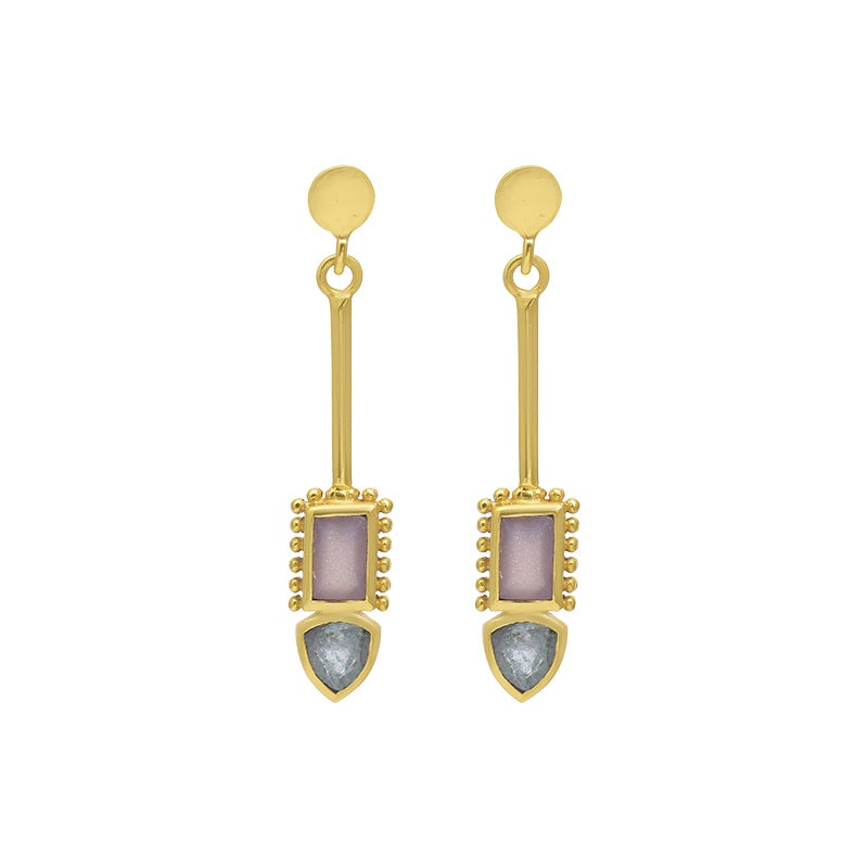 Allora Peach and Green Strawbwerry Drop Earrings