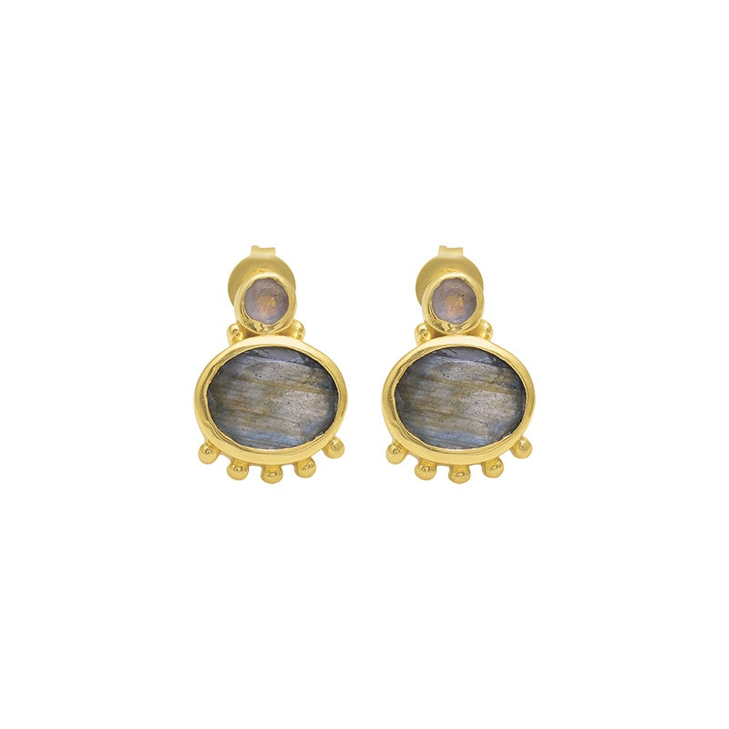 Allora Moonstone and Labradorite Oval Earrings
