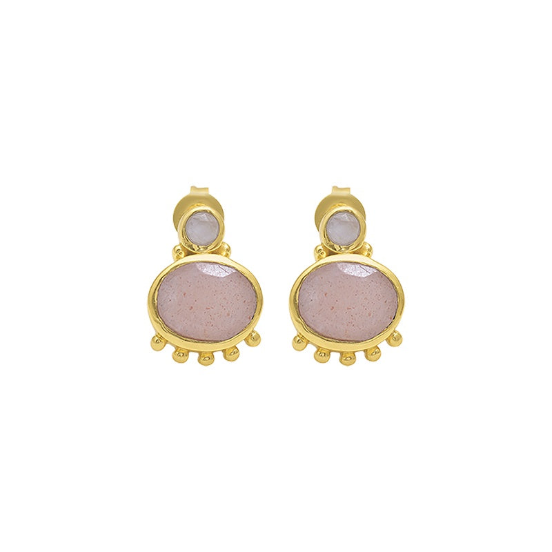 Allora Peach Moonstone Oval Earrings