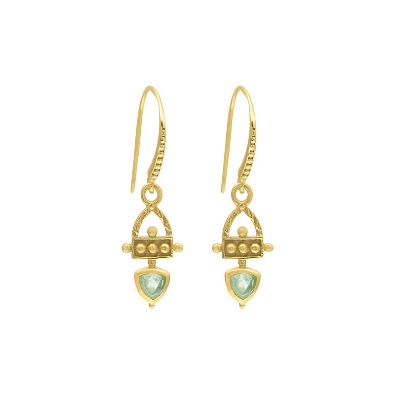 Allora Tri Drop Prehnite Earrings