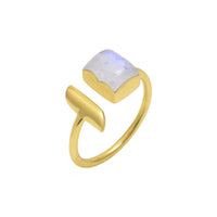 Allora Square Rainbow Moonstone Open Ring