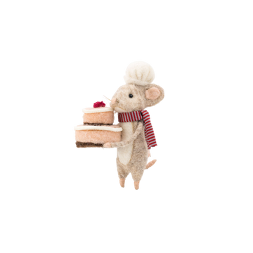Mouse with Cake Hanging Ornament