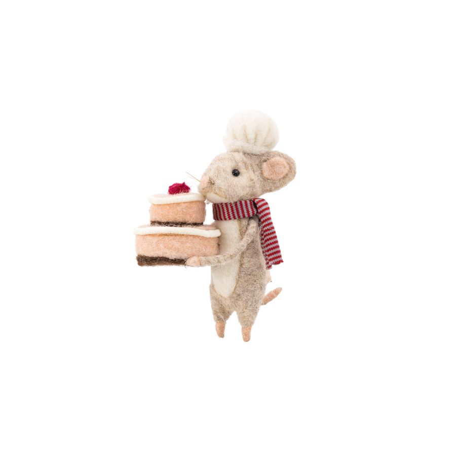 Mouse with Cake Hanging Ornament