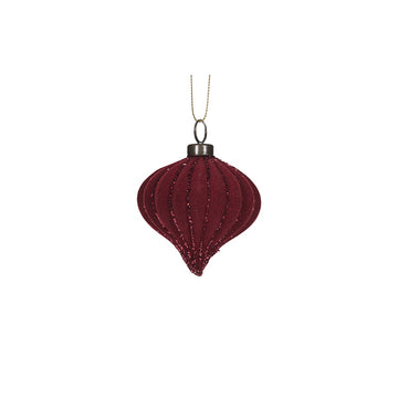 Red Velvet Ribbed Onion Bauble