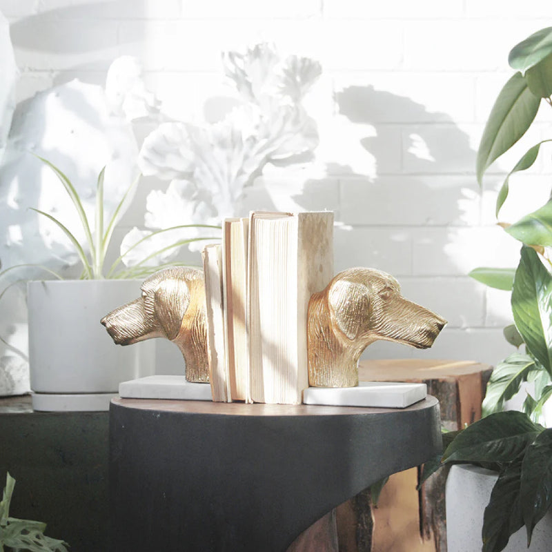 Gold Metal Dog Bookends