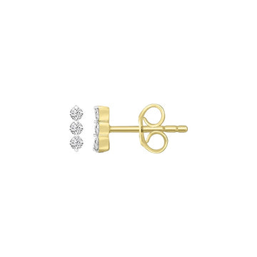 9k Yellow Gold Triple Diamond Stud Earrings