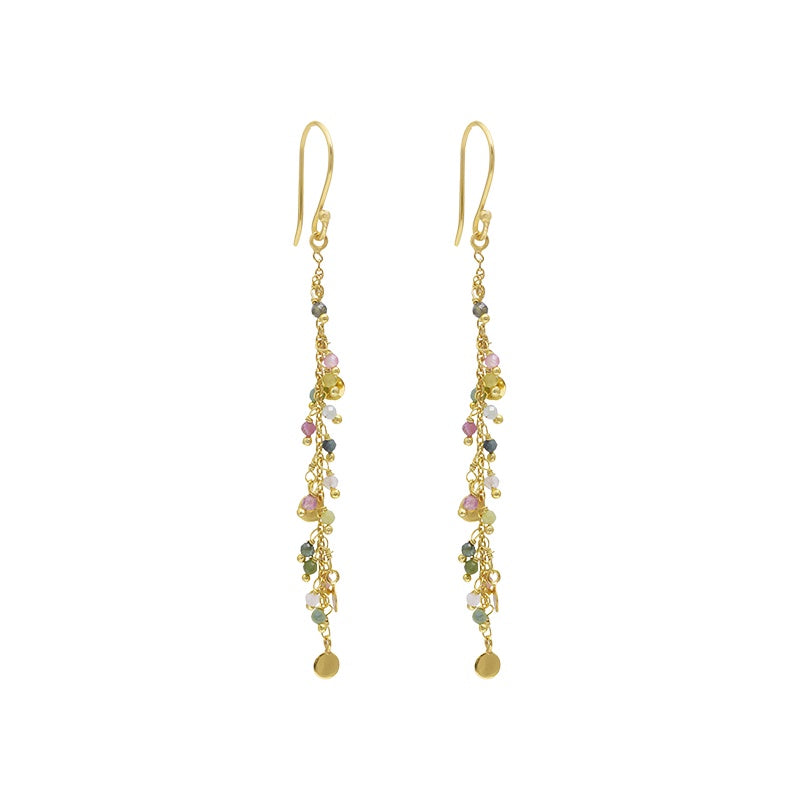 Allora Beaded Tourmaline Drop Earrings