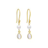 Allora Pearl and Teardrop Moonstone Earrings
