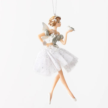 Hanging Silver Ballerina & Bird