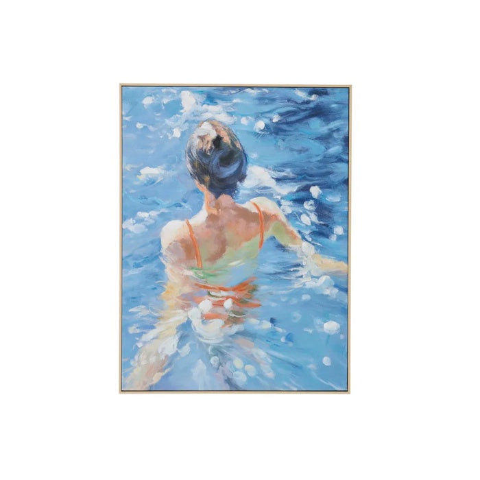 Lady Standing Swimming Framed Oil Panting
