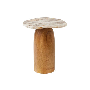 Avi Wood and Marble Side Table