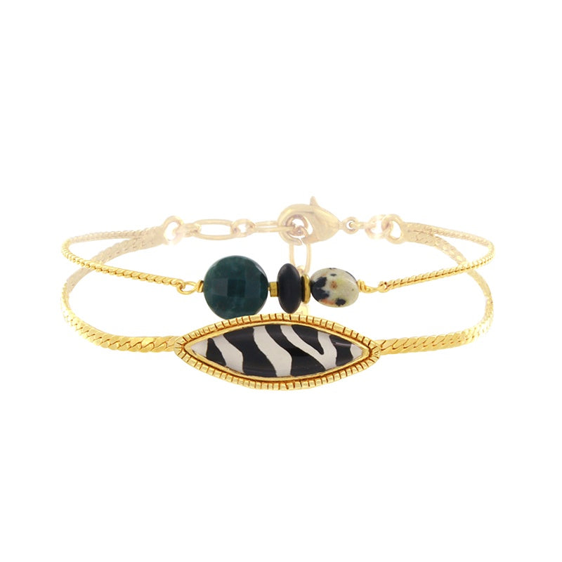 Zebra Green Stone Bracelet