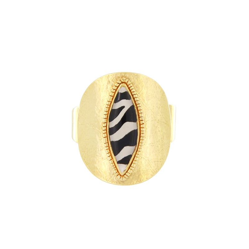 Zebra Striped Gold Ring