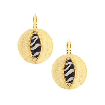 Zebra Stripped Gold Resin Earrings