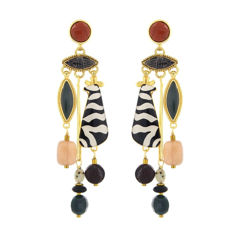 Zebra Gem Drop Studded Earrings