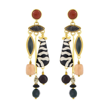 Zebra Gem Drop Studded Earrings