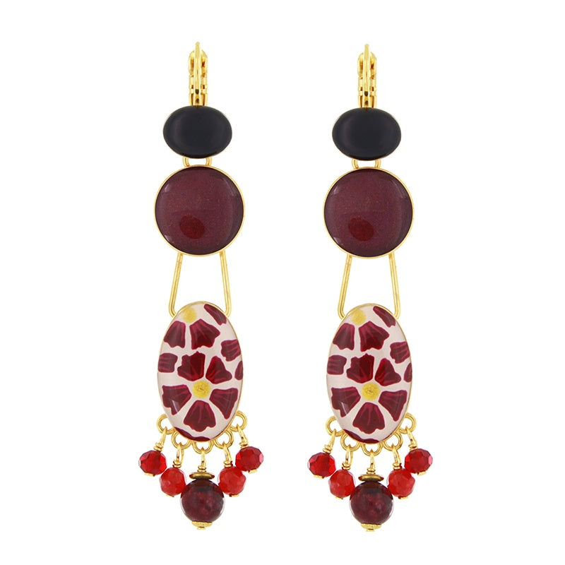 Magnolia Ruby Resin Drop Earrings