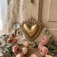 Hanging Gold Heart with Crown