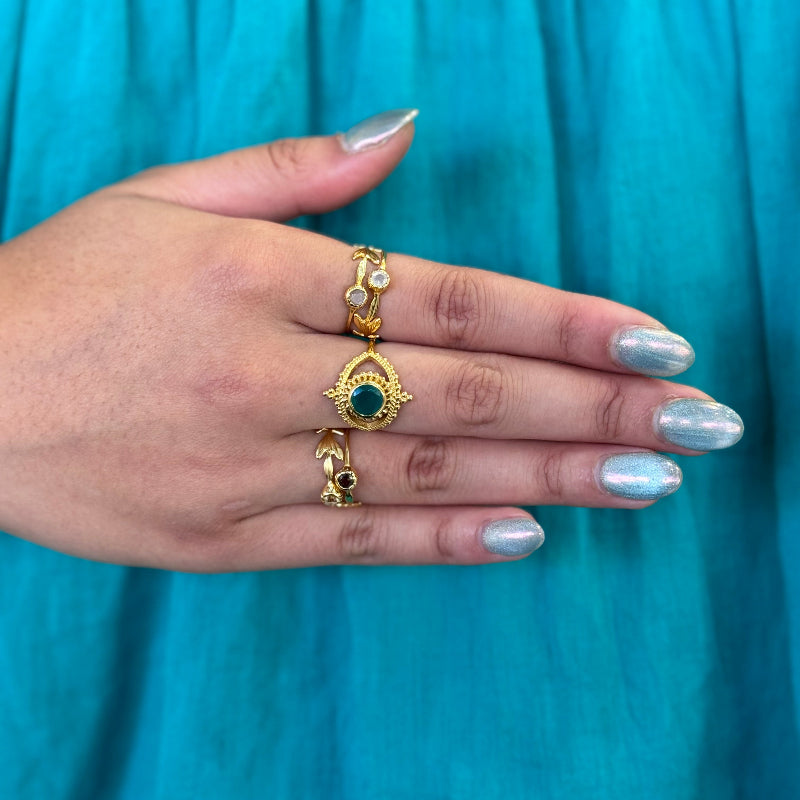 Allora Floral  Smokey Quartz and Citrine Moonstone Ring