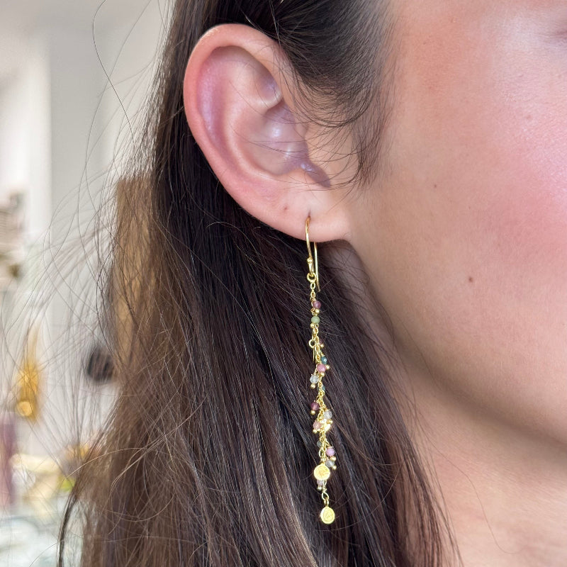 Allora Beaded Tourmaline Drop Earrings