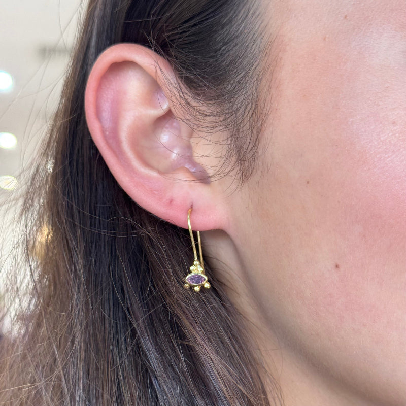 Allora Pink Quartz Ornate Eye Drop Earrings