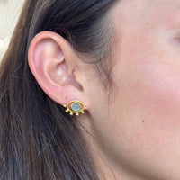 Allora Aqua Chalcedony Eye Earrings
