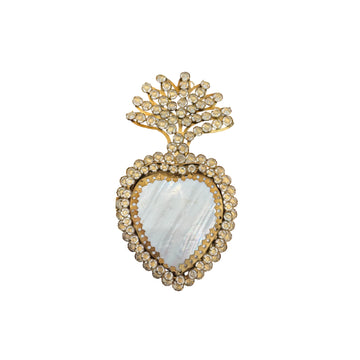 Mother of Pearl and Rhinestone Sacred Heart Box