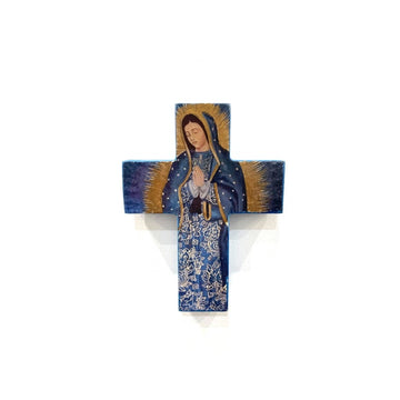 Blue Praying Guadalupe Cross