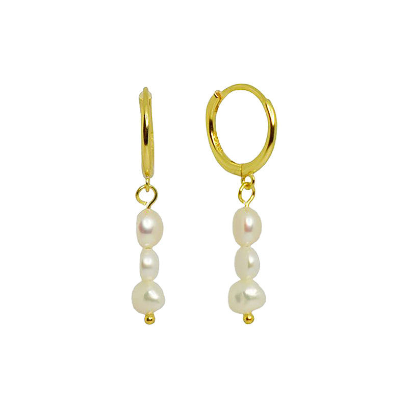 Petite Triple Pearl Drop Huggies
