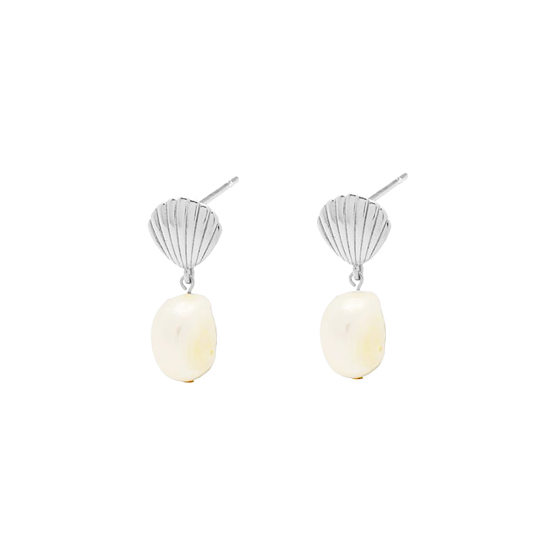 Shell and Pearl Drop Earrings