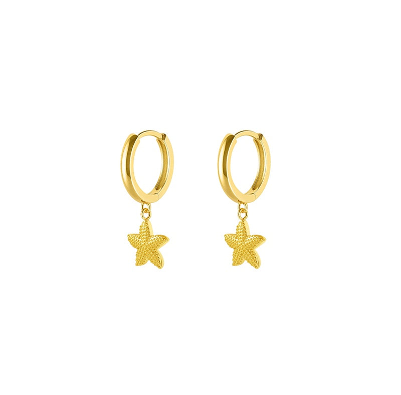 Gold Starfish Huggies