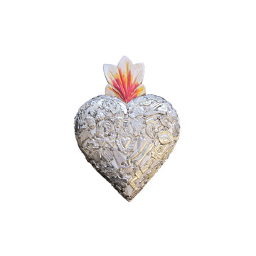 Mexican White Milagros Heart