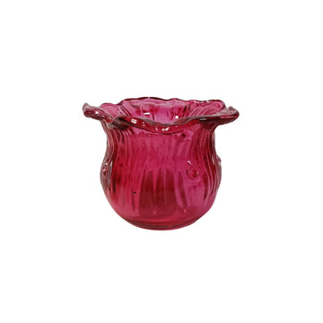 Glass Ruby Flower Tealight