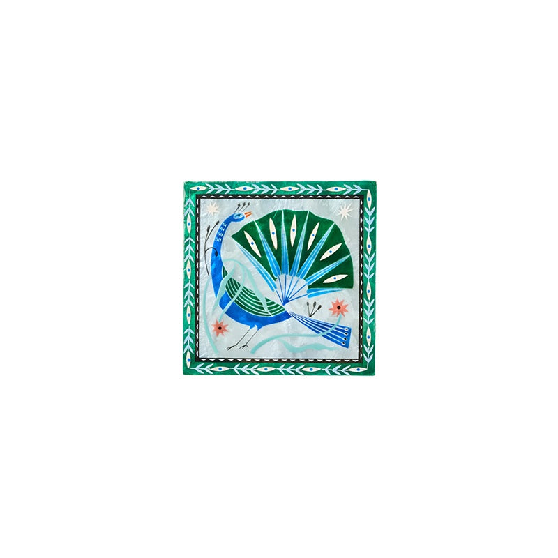 Blue Fable Peacock  Square Wall Art
