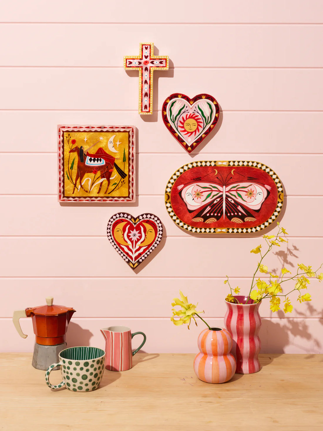 Pink Oval Butterfly Wall Plaque