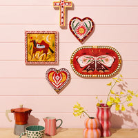 Pink Oval Butterfly Wall Plaque