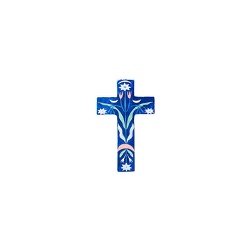 Fable Blue Floral Cross Wall Art