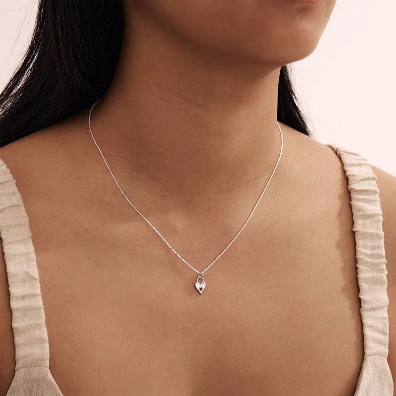 Silver Garnet Heart Necklace