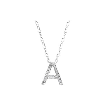 Diamond Initial Necklace - White Gold