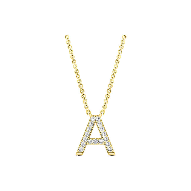 Diamond Initial Necklace - Yellow Gold