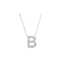 Diamond Initial Necklace - White Gold