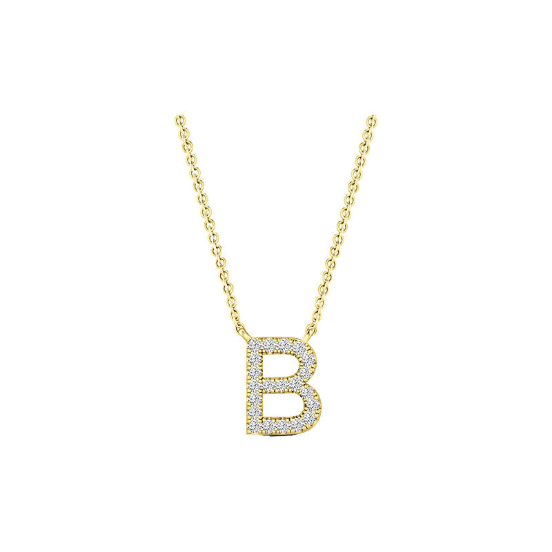 Diamond Initial Necklace - Yellow Gold