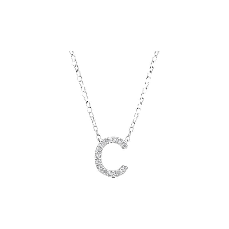 Diamond Initial Necklace - White Gold