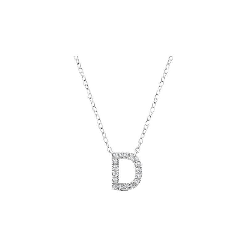 Diamond Initial Necklace - White Gold