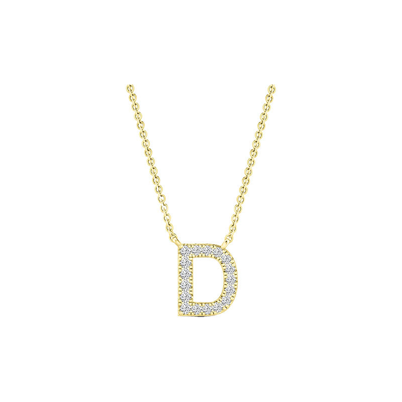 Diamond Initial Necklace - Yellow Gold