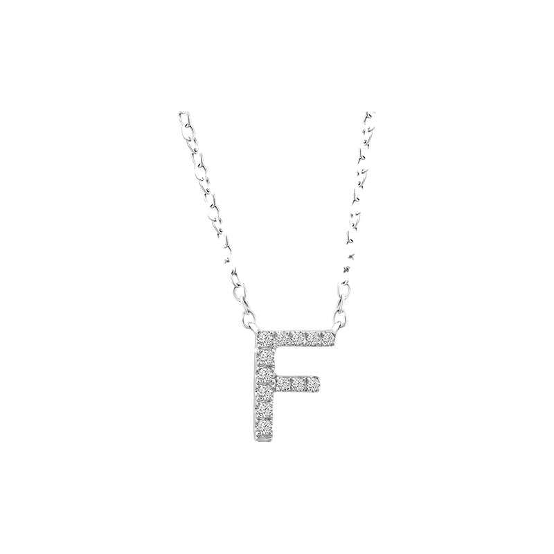 Diamond Initial Necklace - White Gold