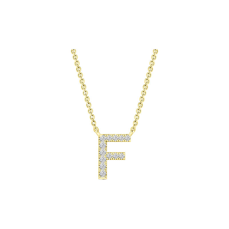 Diamond Initial Necklace - Yellow Gold