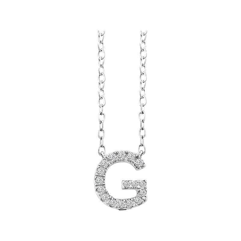 Diamond Initial Necklace - White Gold